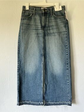 NWT Wrangler Denim High-Waist Maxi Skirt with Front Slit